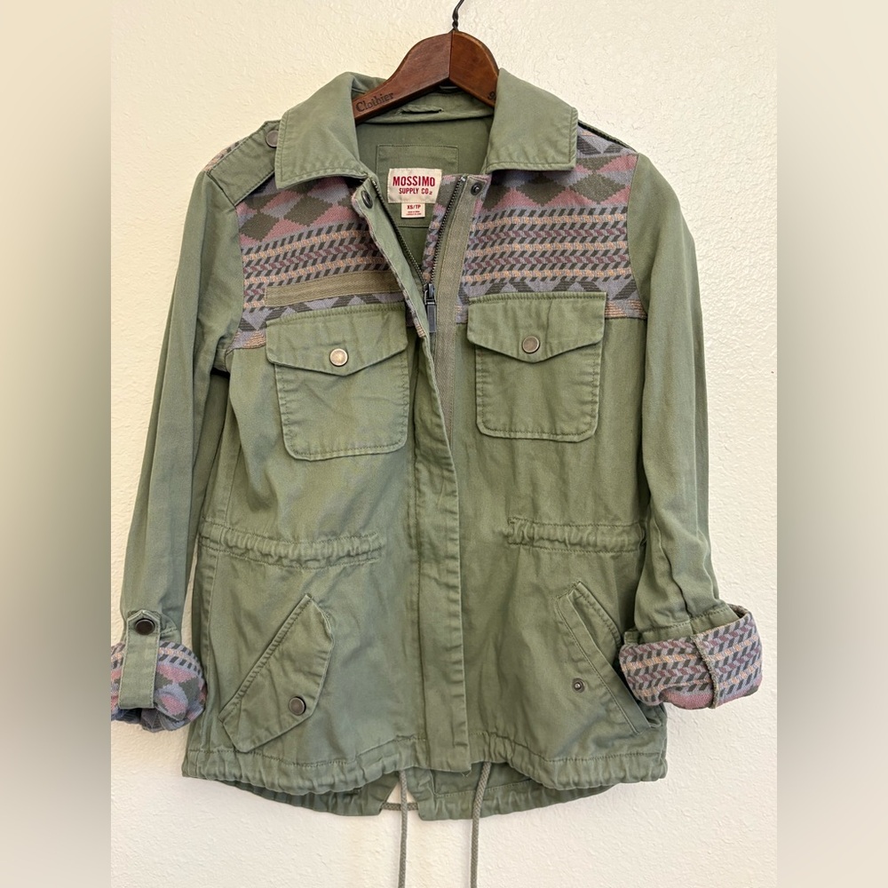 Mossimo Supply Co. Women's Olive‎ Utility Jacket with Geometric Accents
